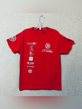 Jerzees Dri-power Raceweek P1 Padel Men's ' Red Logo T-Shirt Sz M